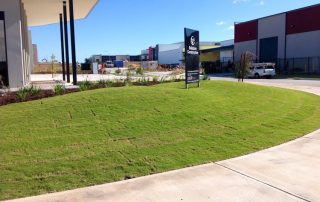 image_1 Grass carpet toppings outside of a construction agency.